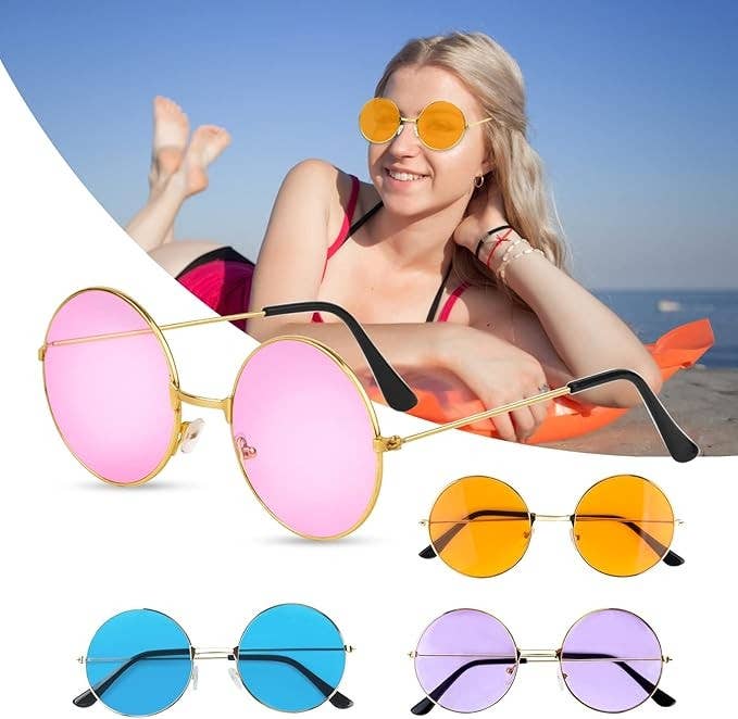 Syrrios Gifts LLC - Wholesale Sunglasses - Unisex - Retro Round Vintage Hippie Sunglasses Festival Rave Costume19