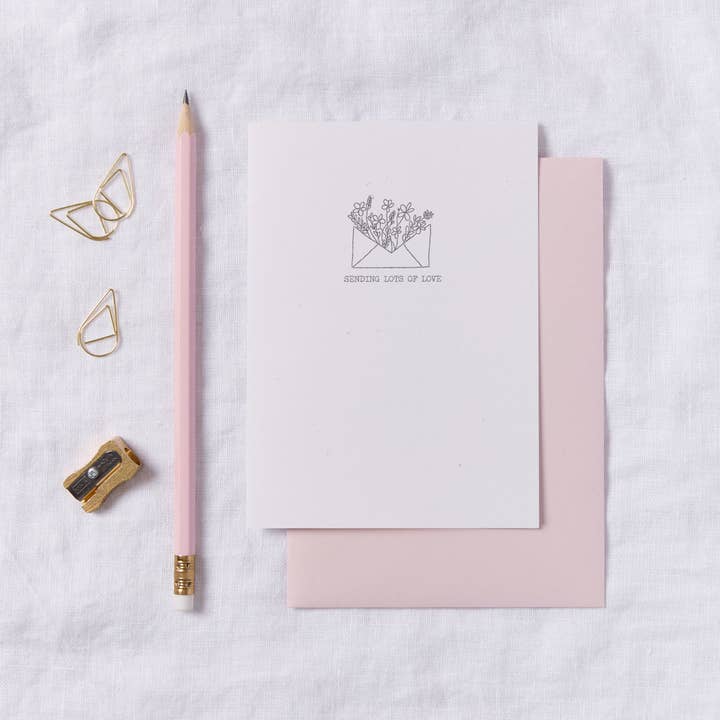 Sending Lots Of Love Floral Card for wholesale by Emily M Art and Design