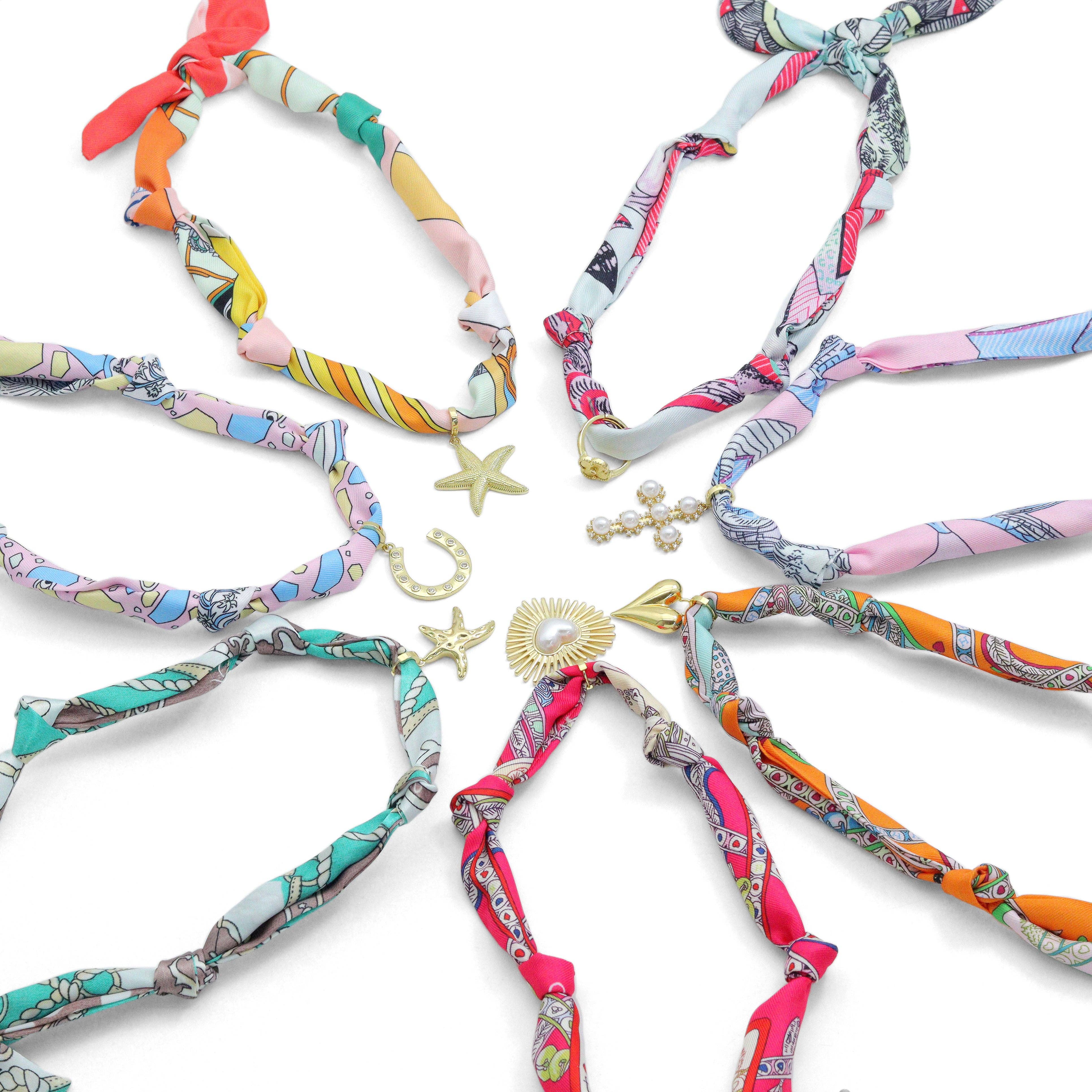 BestBeads&Beyond - Wholesale Pendant/Charm Necklace - Convertible Scarf Necklace, Adjustable Silk Scarf Statement Necklace, sku#EF8065