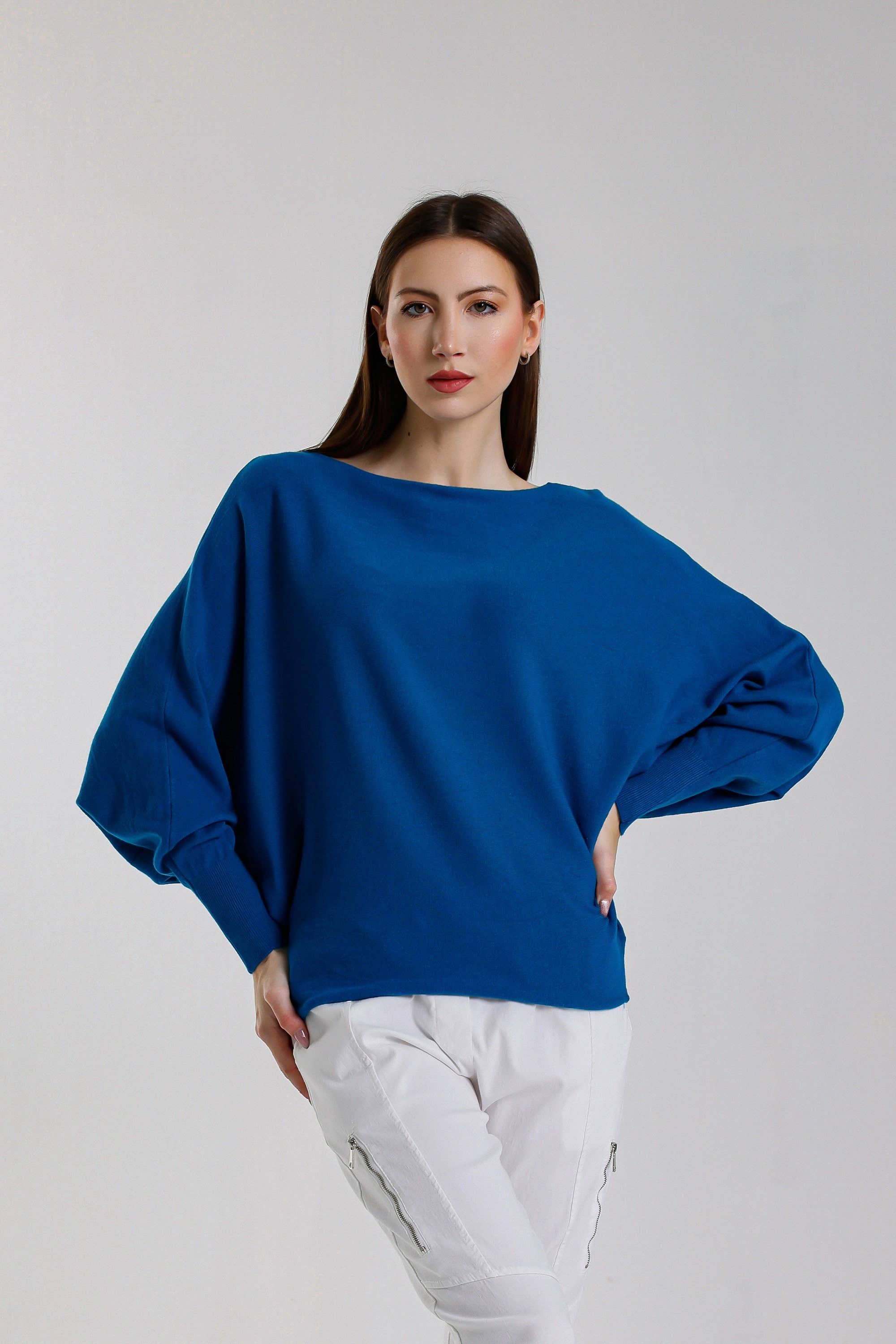 TINA Stephens Italy/Tees By Tina – Engroshandel Pullover - Dame – Mylah seriøst blød batwing sweater (BLS413)8