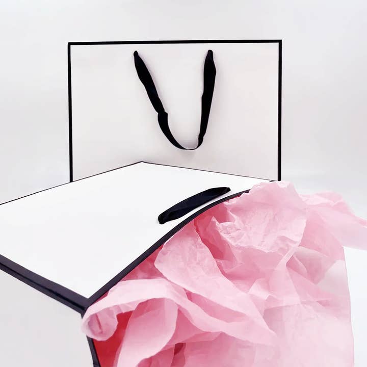 ByHome - Wholesale Gift Bag - White with Black Border Paper Gift Bag w/ free tissue17