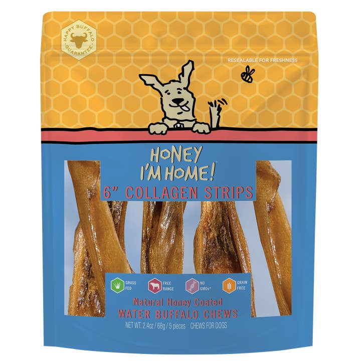 Honey I'm Home - Wholesale Pet Treats - Dog - 6" COLLAGEN STRIPS