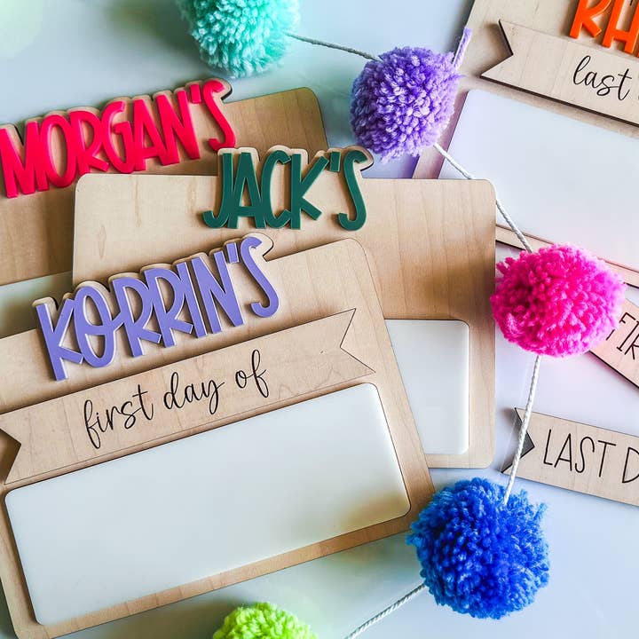 Personalized First Day of School Sign, Back to School Prop, Custom School Board, Reusable Dry Erase Sign for 1st, Milestone Board, Last Day for wholesale by Grace & Moxie by Stacy