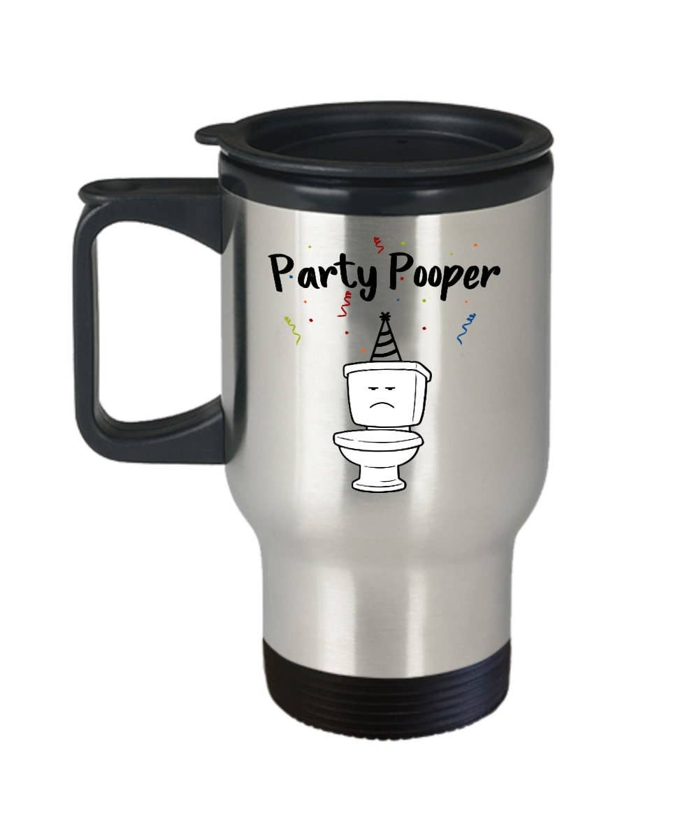 CustomHappy - Wholesale Insulated Mug/Tumbler - Party Pooper Travel Mug - Insulated Tumbler0