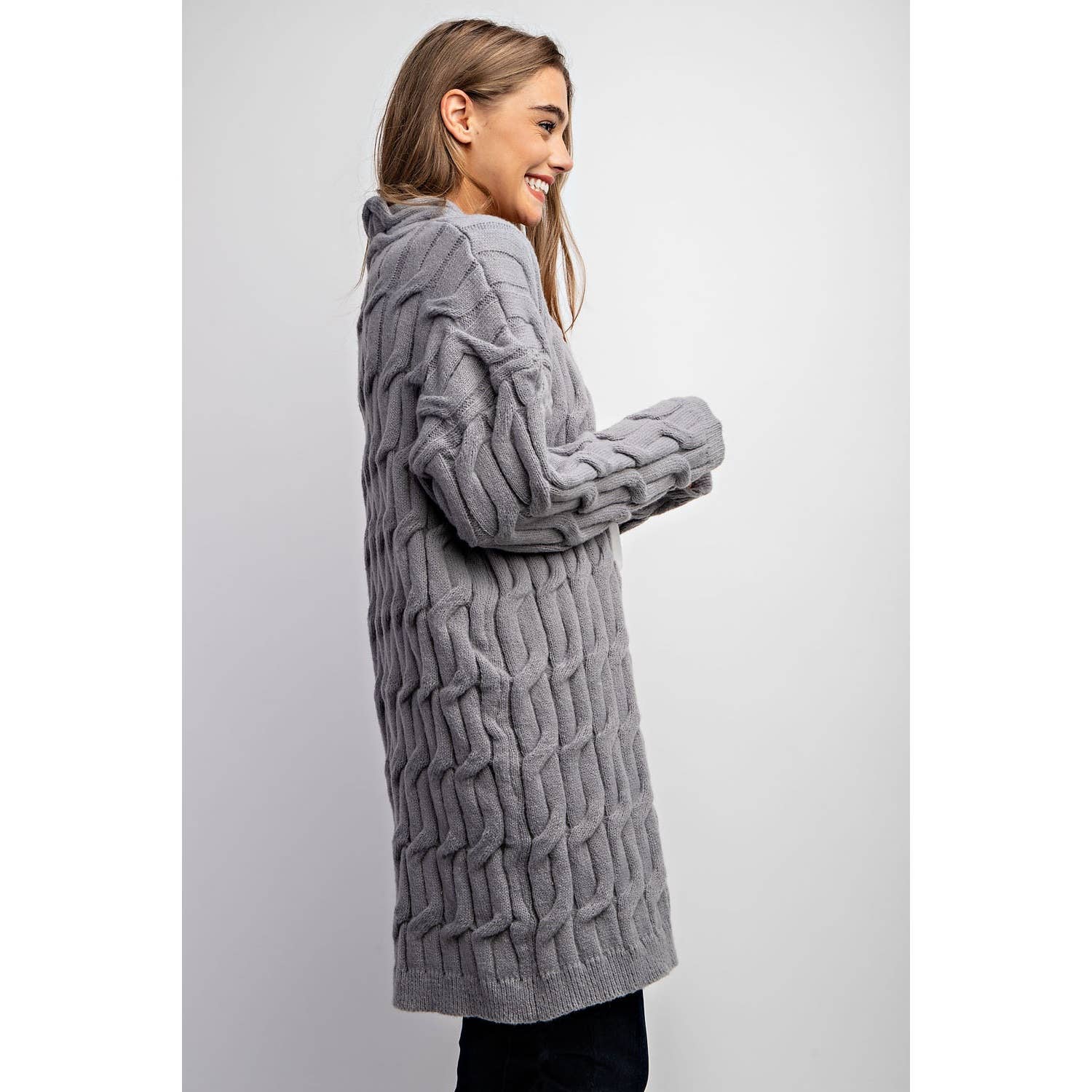 Sweet Generis - Wholesale Cardigan - Women's - CHUNKY CABLE KNITTING CARDIGAN25