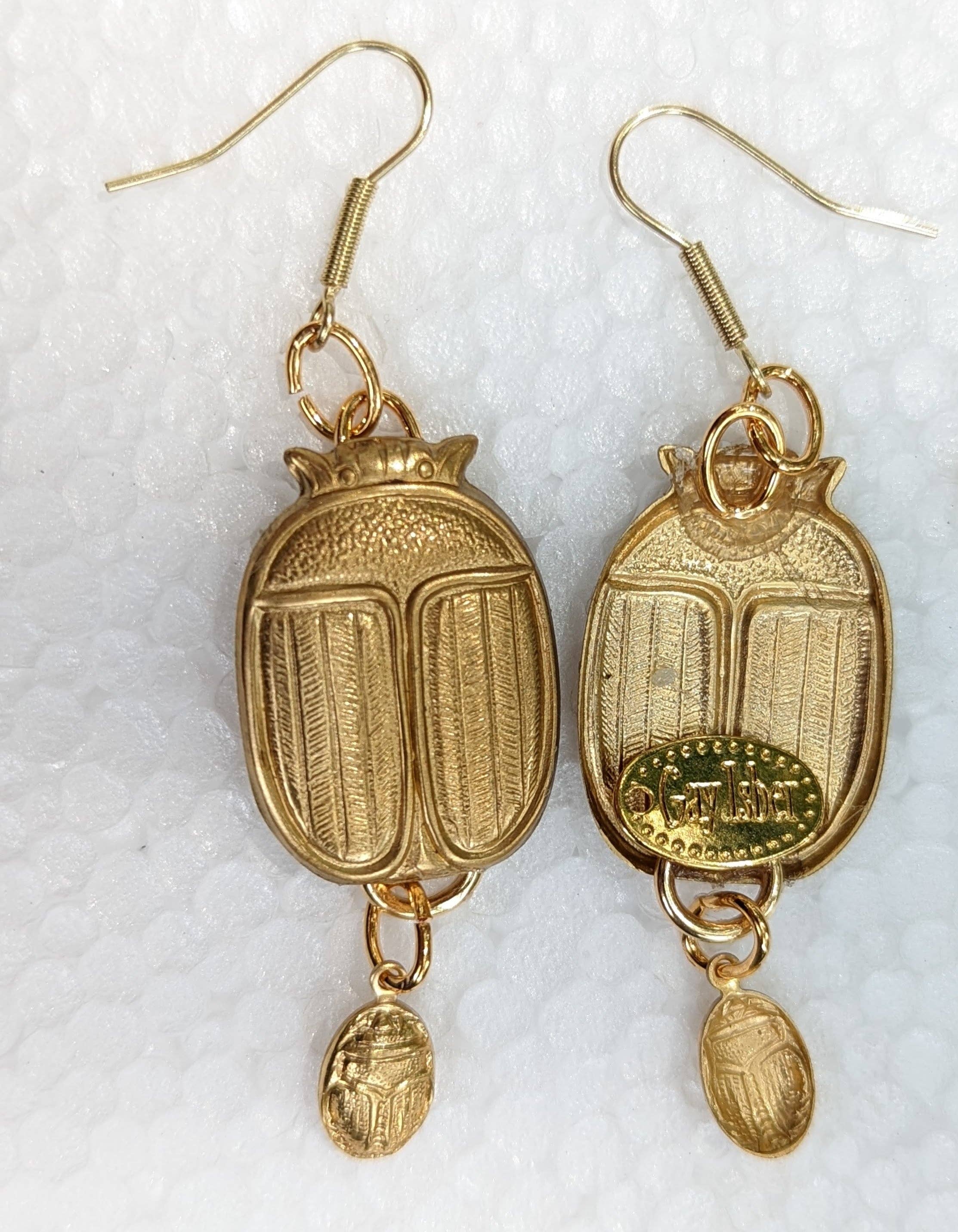 Gay Isber Designs - Wholesale Dangle Earrings - Scarabs + More Scarabs Super Lucky Earrings Brass Pressings USA Made Gay Isber1