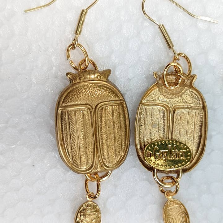 Gay Isber Designs - Wholesale Dangle Earrings - Scarabs + More Scarabs Super Lucky Earrings Brass Pressings USA Made Gay Isber1