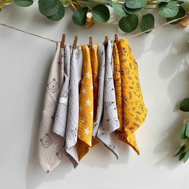 Pastel Baby - Wholesale Face & Body Wipes - Baby - Reusable Cloth Baby Wipes, Zero Waste Family Wipe set of 5