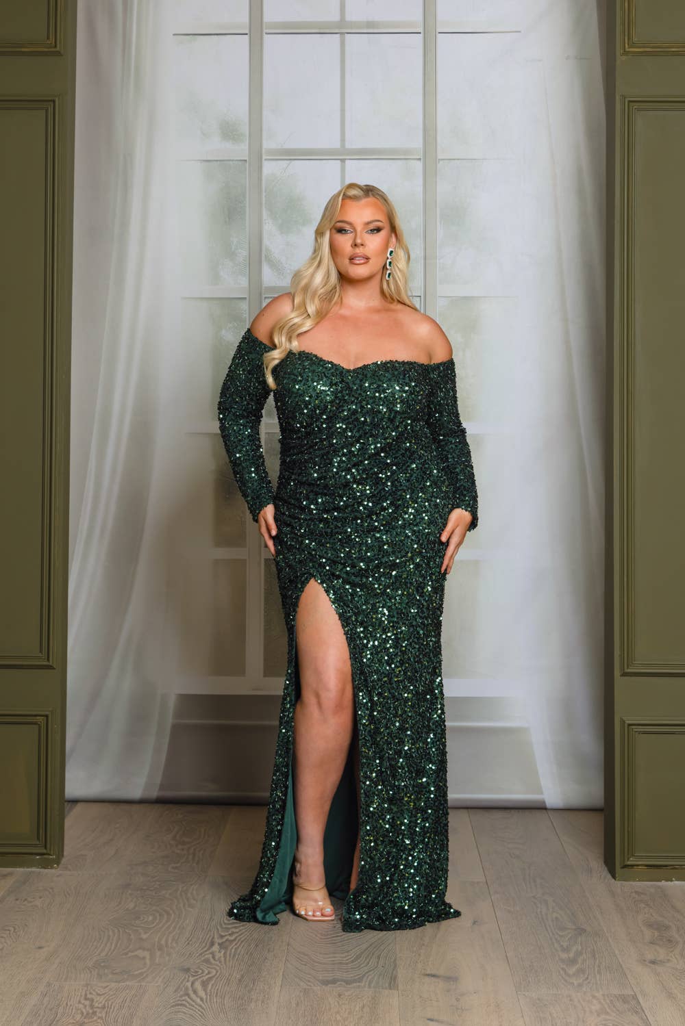 RICARICA INC. - Wholesale Gown - Women's - P1641P9-PLUS SIZE LONG SLEEVE OFF SHOULDER MAXI DRESS 17