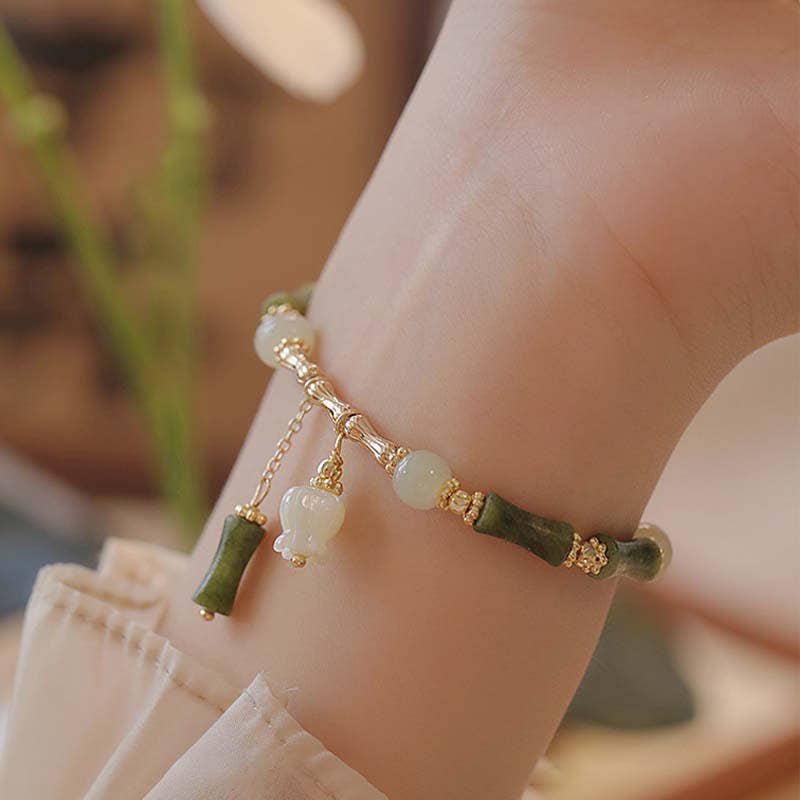 Gemscape UK - Wholesale Beaded Bracelet - Bamboo Green Gold Bracelet1