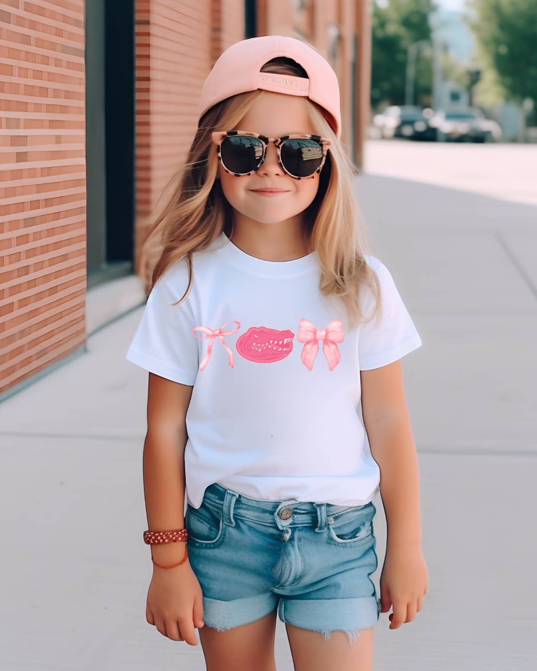 Uncommon Label - Wholesale Screen Printed T-Shirt - Kids - Pink Florida Gators Bow Youth Graphic Tee