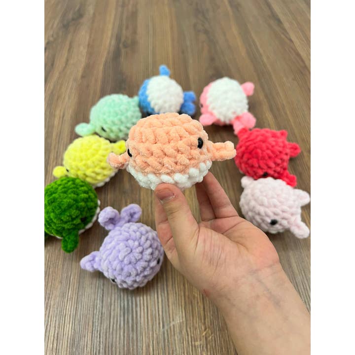 Emel Crochet - Wholesale Stuffed/Plush Toy - Kids & Baby - Mini Velvet Whale Keychain – Soft Handmade Ocean Charm3