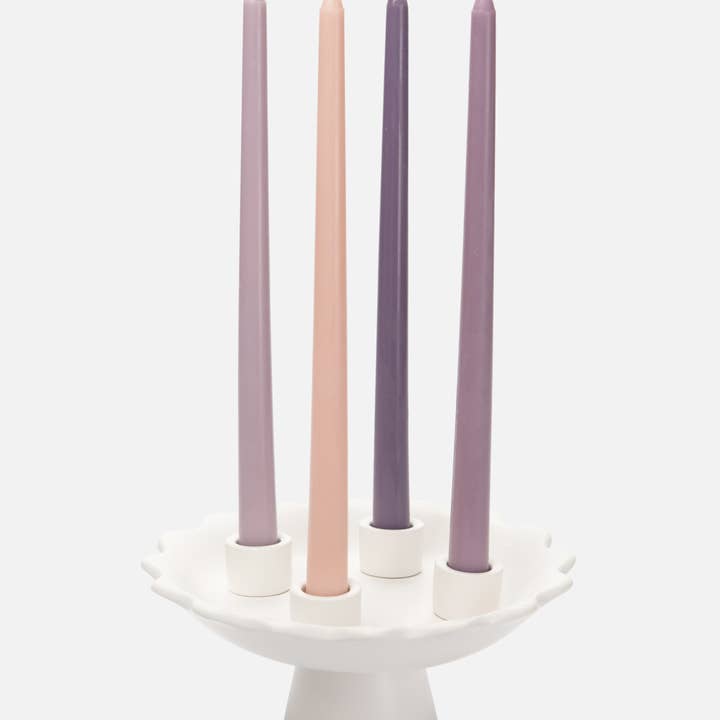 Be A Heart - Wholesale Candle Holder - White Scalloped Advent Wreath