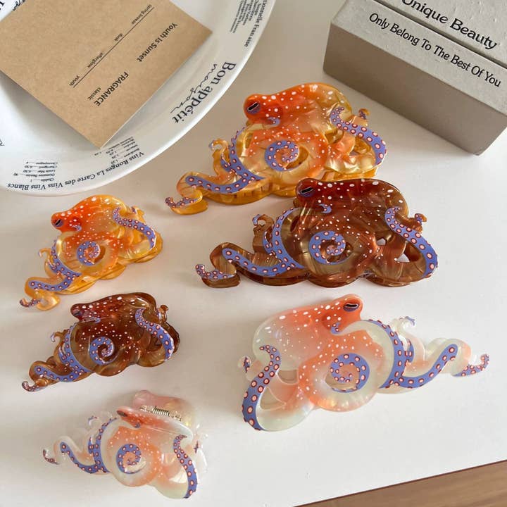 Acetate Octopus Claw Clips | Unique Coastal/Maximalist Hair and other Purchase Wholesale unique claw clips. Free Returns & Net 60 Terms on Faire trending on Faire.