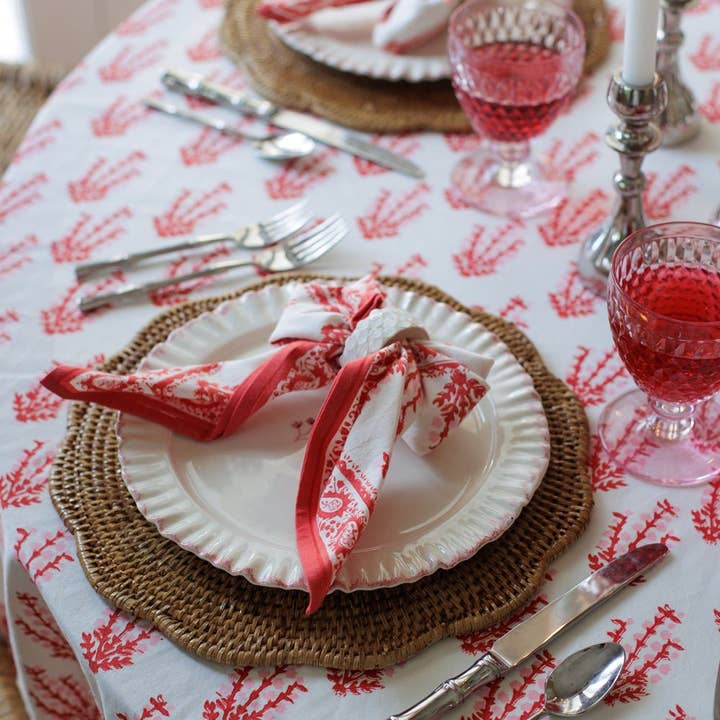 Pomegranate Inc - Wholesale Dinner & Cloth Napkin - Sagar Red & Pink Napkin | Set of 43