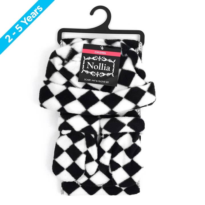 Toddler's Fleece Black & White Checkered Winter Set for wholesale by Selini New York