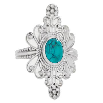 Garden Pool Sterling Silver Turquoise Ring Garden Pool Sterling Silver Turquoise Ring