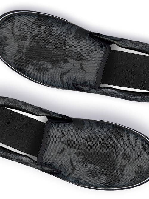 Instapschoenen - Gotische Toile de Jouy voor wholesale door Witchwood Bags