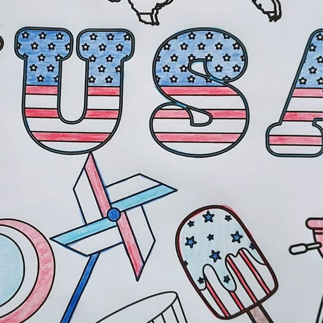Creative Crayons Workshop - Wholesale Coloring Tablecloth - Kids & Baby - USA Patriotic Coloring Tablecloth | 4th of July Party Decor3