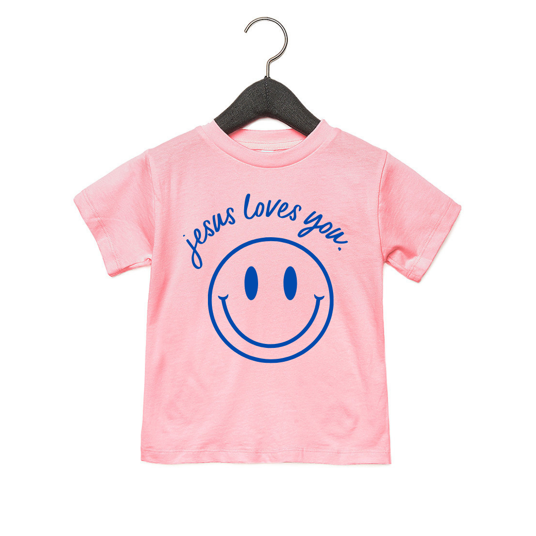 SBG Co. – wholesale Screen-printed t-shirt – Kids – Jesus Loves You Smiley Youth Tee2