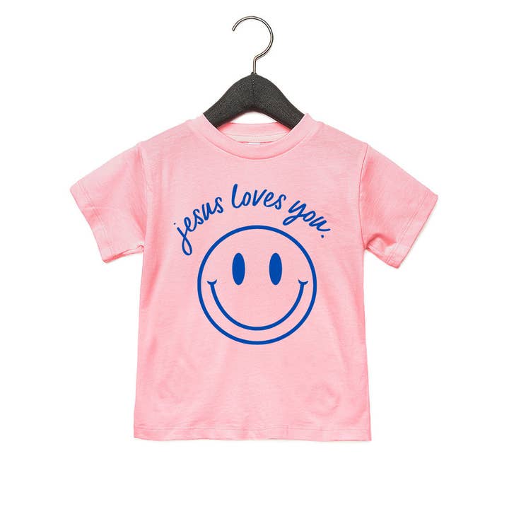 SBG Co. – wholesale Screen-printed t-shirt – Kids – Jesus Loves You Smiley Youth Tee2