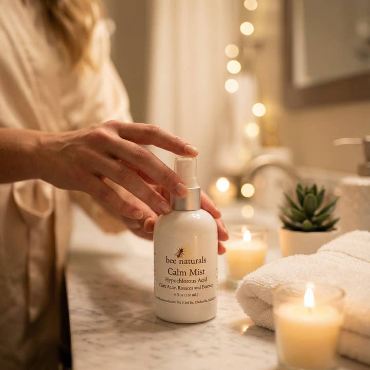 Bee Naturals - Wholesale Face & Body Mist/Water - Calm Mist - Hypochlorous Acid Spray for Face | Calms Acne, Rosacea & Eczema | Sensitive Skin Facial Toner Mist | Fragrance-Free, Dermatologist Tested | 4 fl oz6