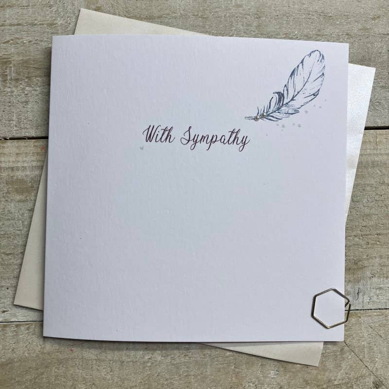 White Cotton Cards - Vente Carte de condoléances - Sympathy - Petite plume volante (DT236)0