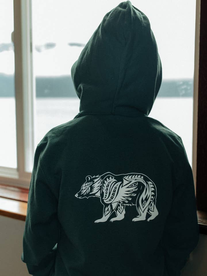 Kids Green Bear Zip Up for wholesale by Alaska Creations
