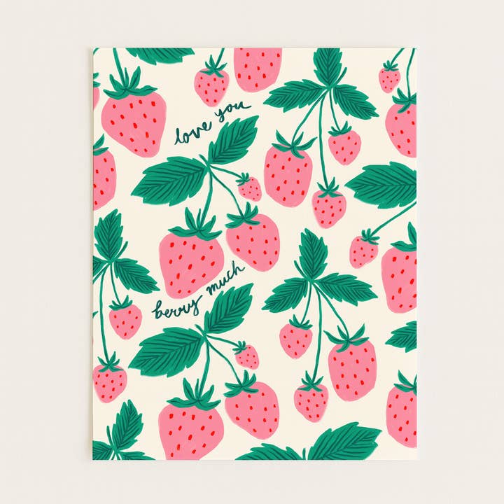 Love You Berry Much Strawberry Art Print for wholesale by Three Strands Design