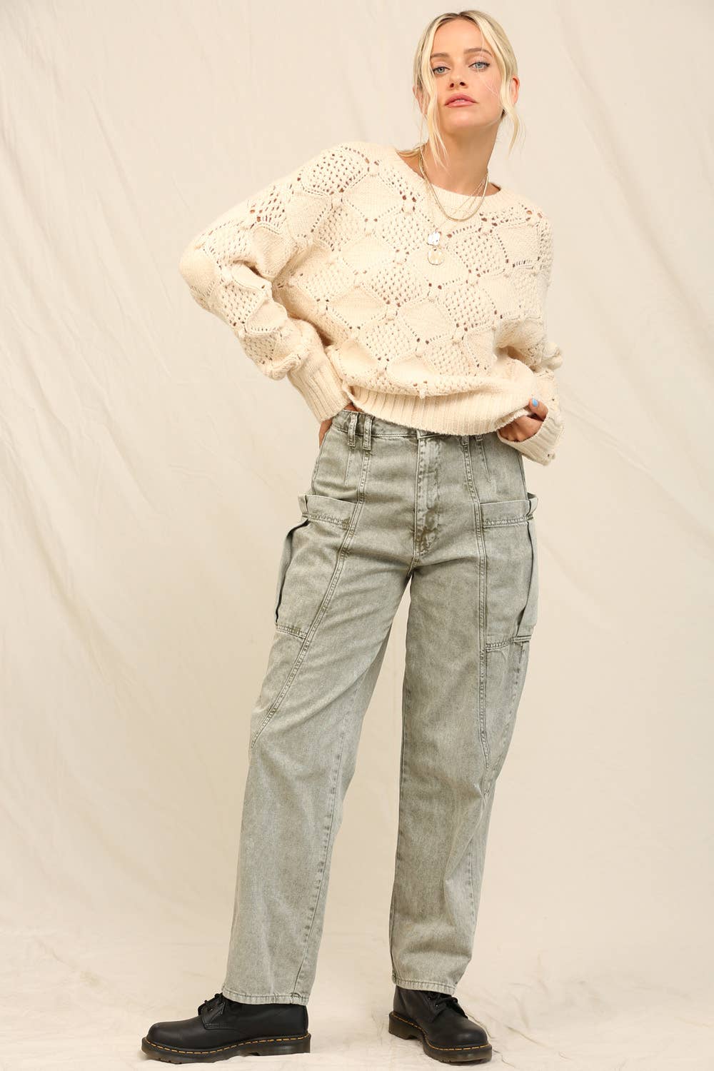 KyeMi - Wholesale Knit Sweater - Women's - The Crewneck Sweater Airy Open Stitching2