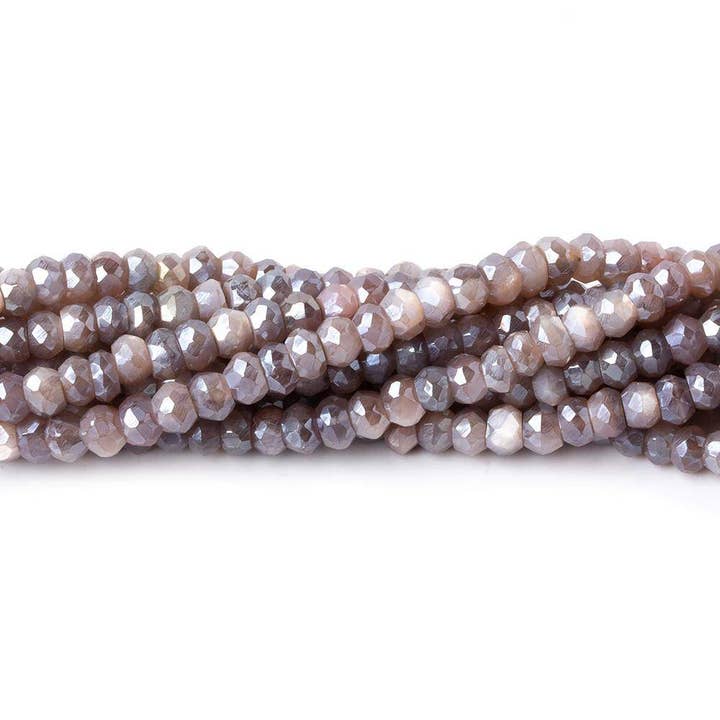 4.5mm Mystic Multi Moonstone faceted rondelles 16 inch 140 beads for wholesale by Beads of Cambay