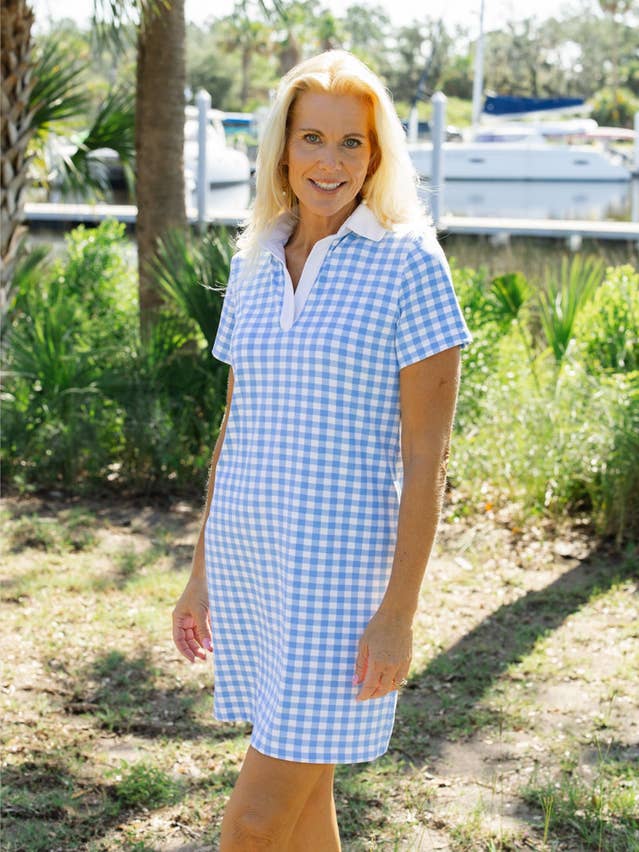 Polojurk - Gingham Lichtblauw/Wit voor wholesale door sailor-sailor