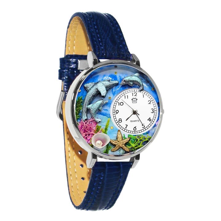 Dolphin 3D Watch | Handmade in USA | Gold or Silver for wholesale by Whimsical Gifts