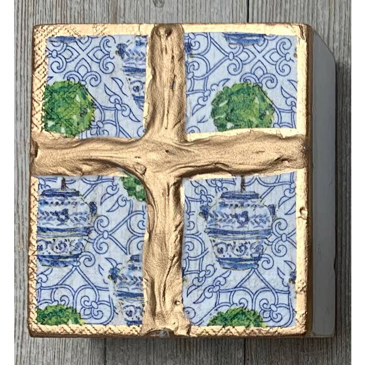 Ten Twenty Six Designs - Wholesale Tafelbladdecoratie - 4x4 decoupage cross art1