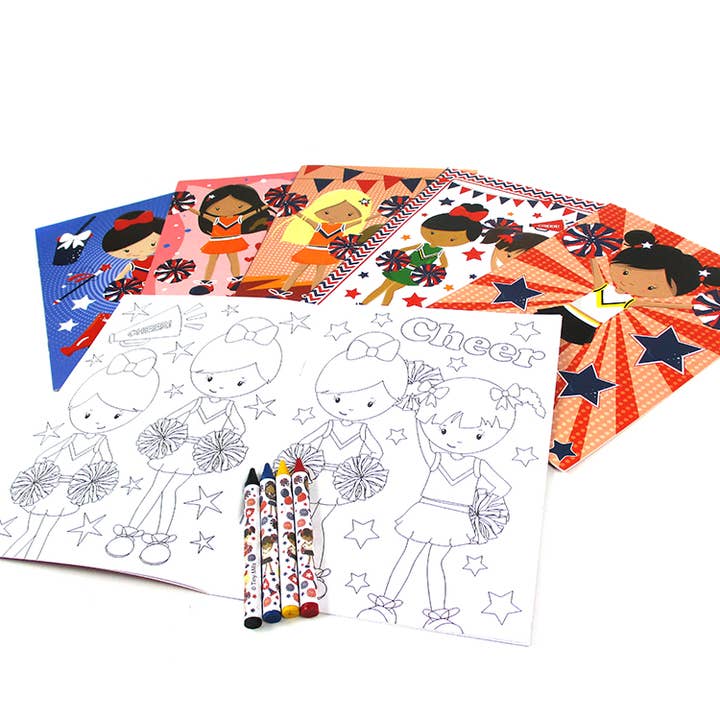 Tiny Mills - Wholesale Coloring Book - Kids & Baby - Cheerleading Coloring Books with Crayons Party Favors1