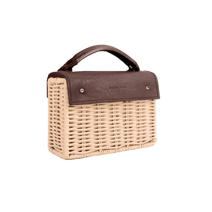 Wicker Wings - Wholesale Top Handle Bag - Women's - Chocolate & Natural Mini Kuai5