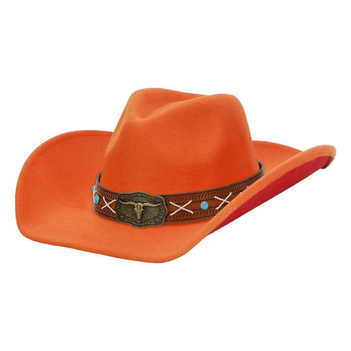 Cap Zone - Wholesale Cowboyhoed - Uniseks - Longhorn Stikselriem Tweekleurige Vilt Cowboyhoed8