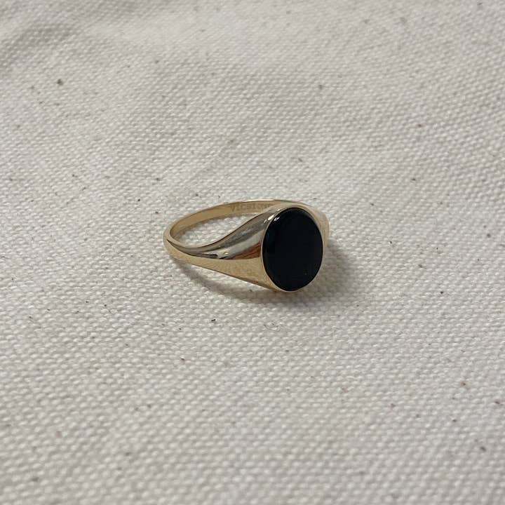 Gold Black Oval Onyx Ring for wholesale by AdoreJ Jewelry Wholesale
