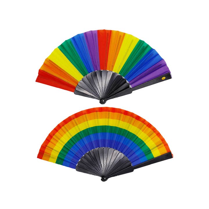 Cap Zone - Wholesale Handheld Folding Fan - Rainbow Pride Traditional Novelty Hand Held Fan