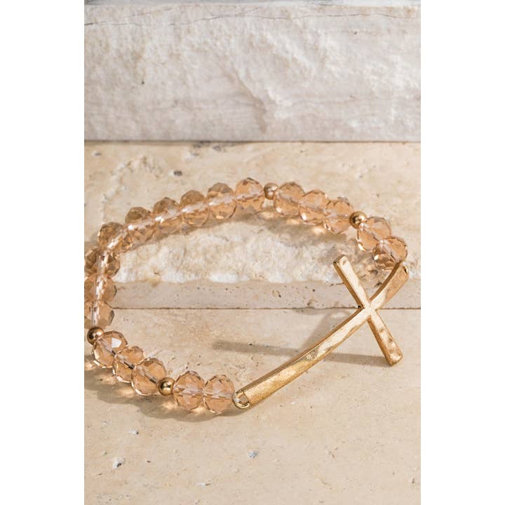 Urbanista - Wholesale Beaded Bracelet - Hammered Metal Cross Bracelet