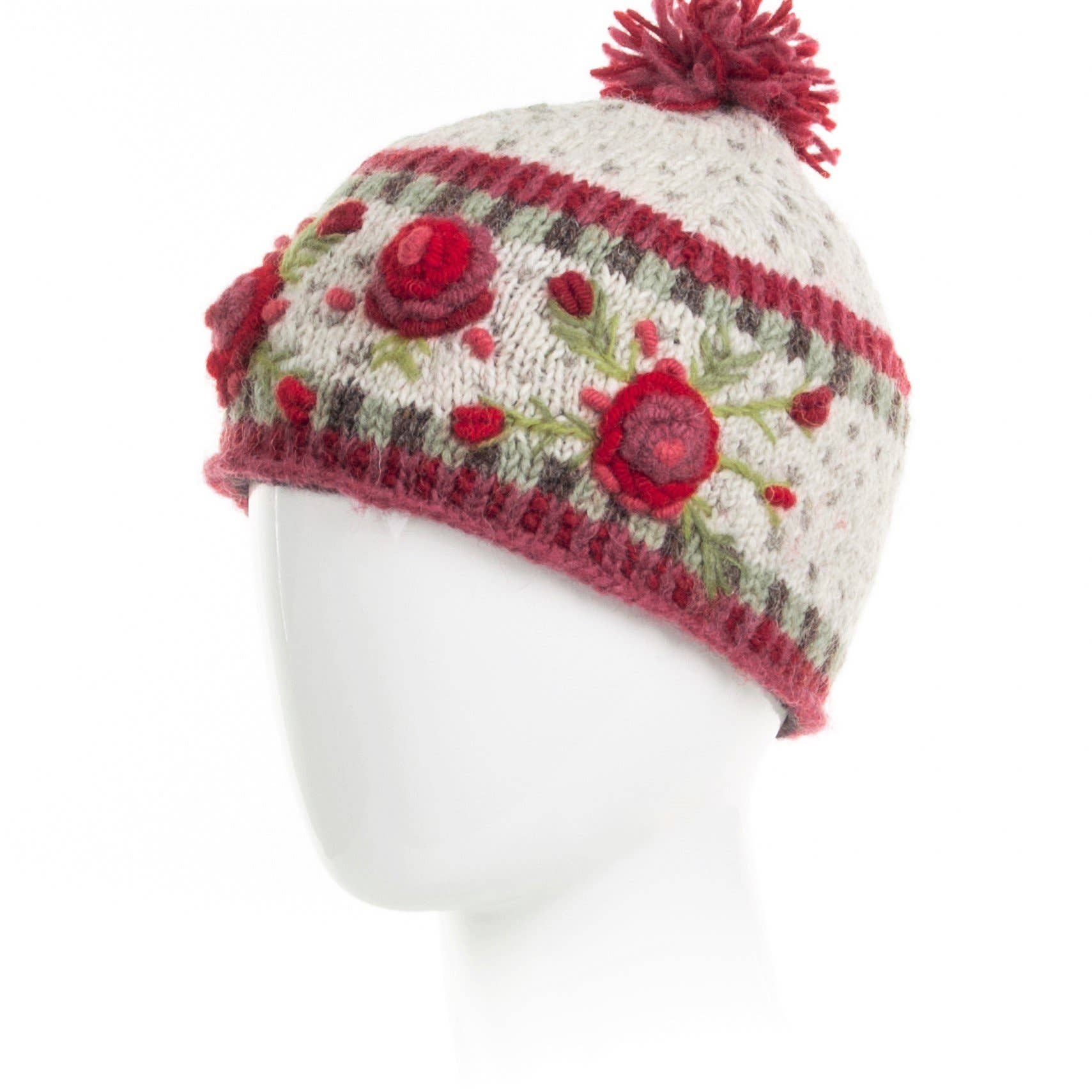 Lost Horizons Knitwear – Ships from USA - Wholesale Beanie - Women's - Aubrey Hand Knit Wool Beanie | Embroidered Floral Hat0