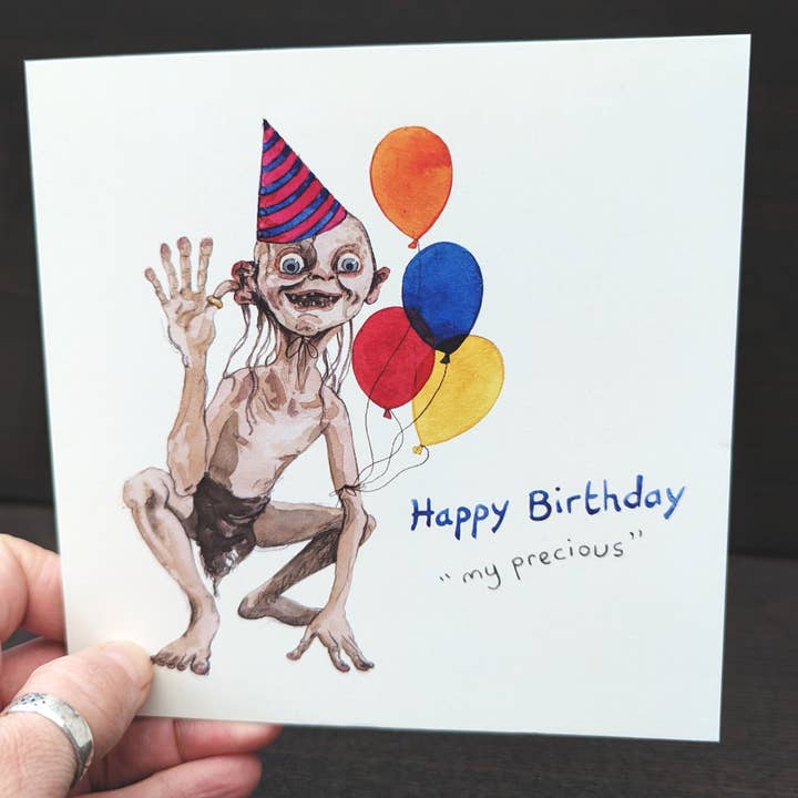 Hes Designs - Vente Cartes d'anniversaire - Carte d'anniversaire Gollum, carte de vœux SDA2