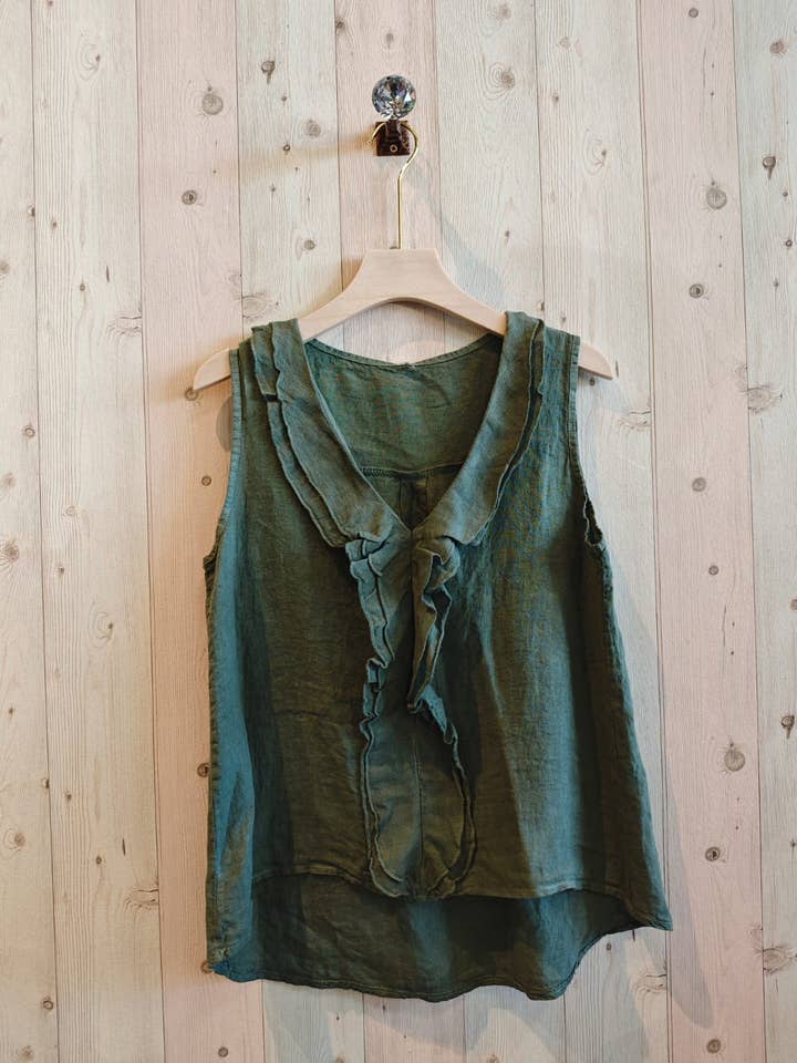 Linen & More - Wholesale Blouse - Women's - REF 17461 100% LINEN RUFFLE T-SHIRT15