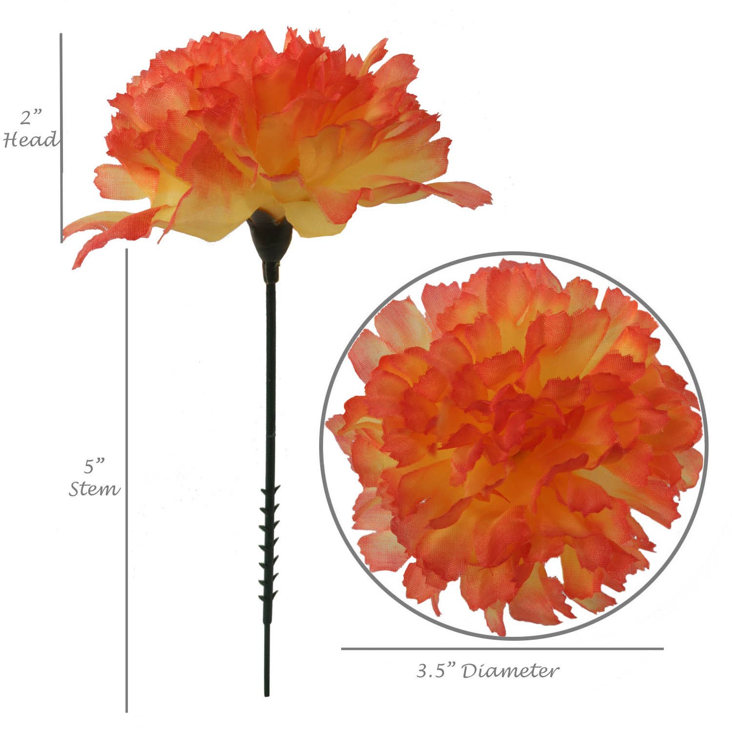 Larksilk - Venta al por mayor Flores artificiales - Pinzas de clavel artificiales, paquete de 100 unidades, 5 pulgadas de largo y 3.5 pulgadas de ancho1