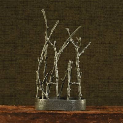 HomArt - Vendita all'ingrosso Vasi - Vaso con rami scultorei, in metallo, ovale, nichel3