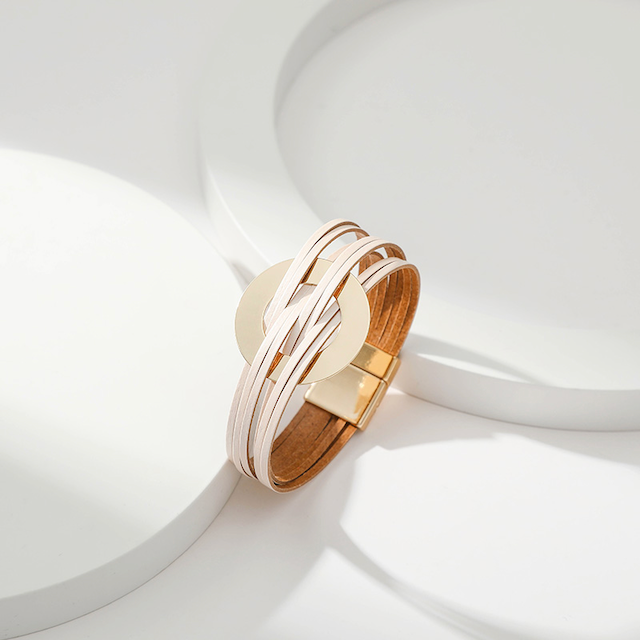 Pretty Persuasions - Vente Bracelet jonc - B22072 Bracelet en cuir PU à anneaux entrelacés3