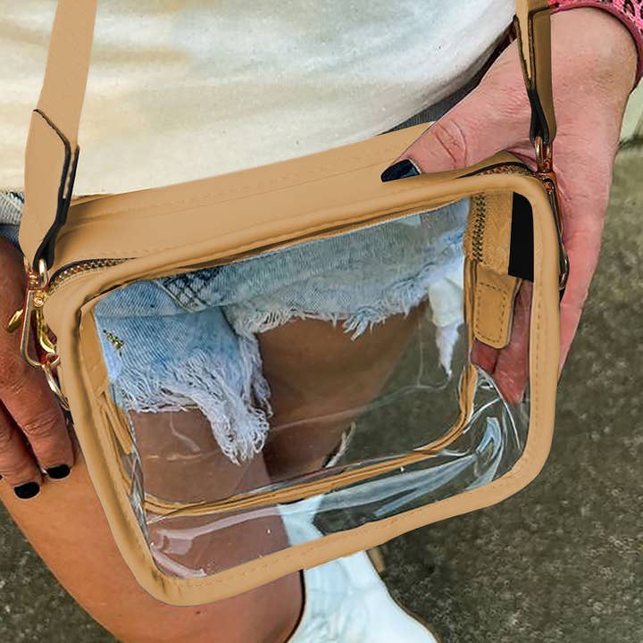 Lovesoft - Wholesale Crossbody Bag - Women's - Mustard Clear PVC Leather Strap Crossbody Bag