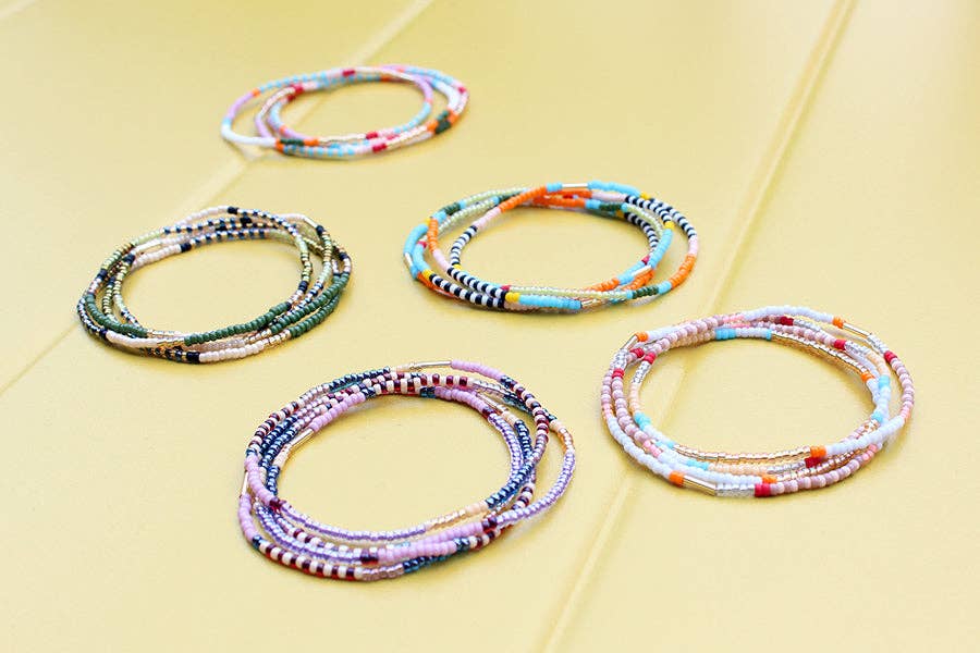 bluma project - Wholesale Beaded Bracelet - Coco Bracelets set of 4 / Olive2