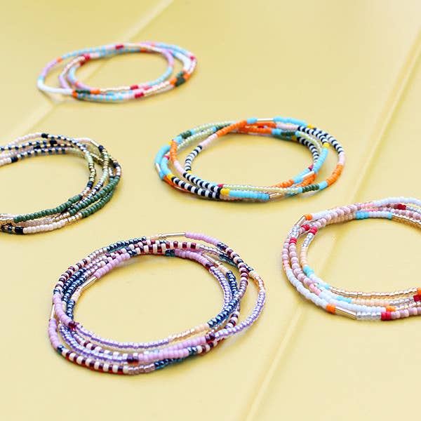 bluma project - Wholesale Beaded Bracelet - Coco Bracelets set of 4 / Olive2