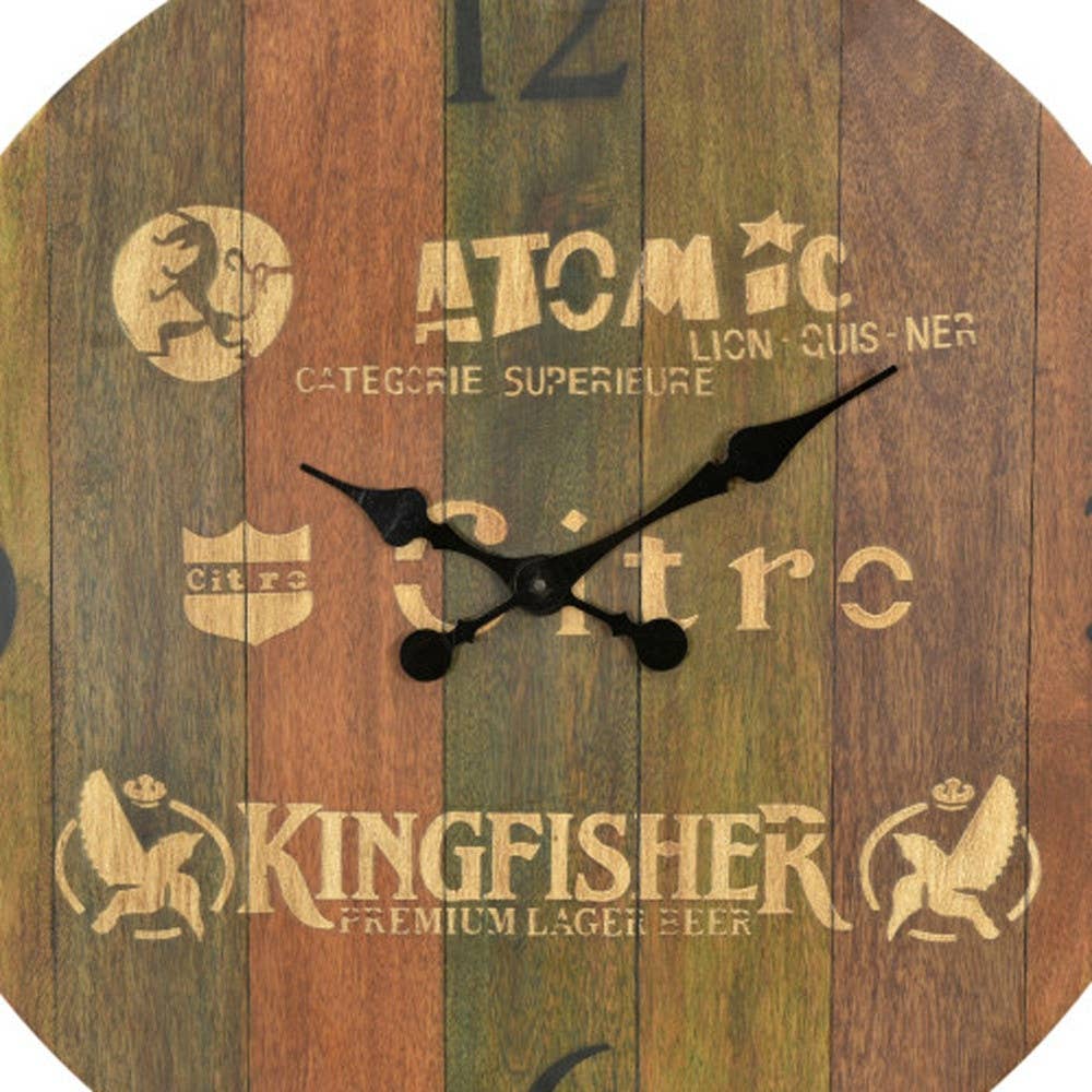 HomeRoots - Wholesale Wall Clock - 24" Brown Solid Wood Silent Analog Round Wall Clock4